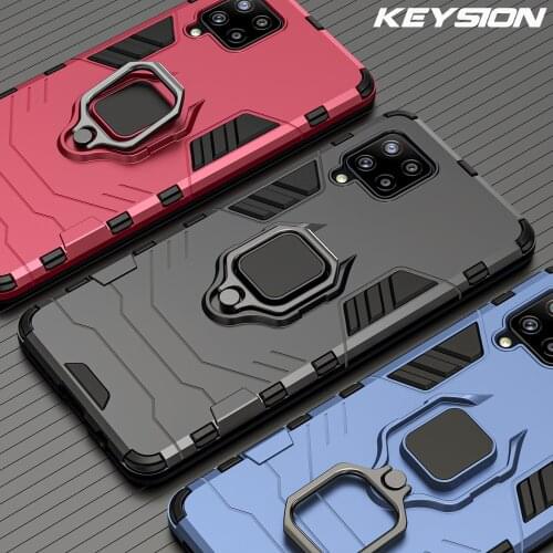 KEYSION Shockproof Armor Case For Samsung A22 A12 5G A82 A03S M32 M62 M12 Ring Stand Phone Cover for Samsung Galaxy F52 F62 F12