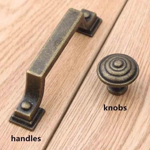 3" rustico vintage distress furniture handles 76mm bronze kitchen cabinet drawer pulls knobs antique brass dresser door handles
