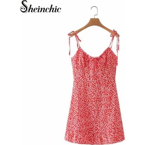 Boho Red Flower Printed Dresses for Women 2021 Summer Bohemian Sexy Strapless Chiffon Dress Femme