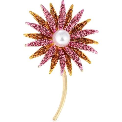 WYBU Newest Sun Flower Brooch Gift For Women Fashion Lady Clothes Jewelry Hijab Pins Broach Pins Bling Luxury Broche Bee Brooch