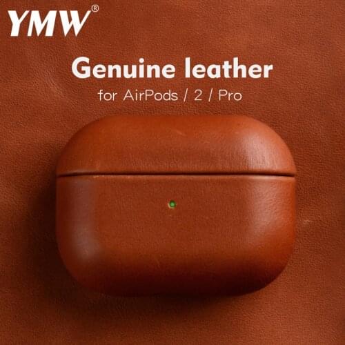 YMW Handmade Genuine Leather for AirPods Pro Case AirPod 1 2 3 Bluetooth Earphone Accessories Oil wax Natural Cowhide Cover