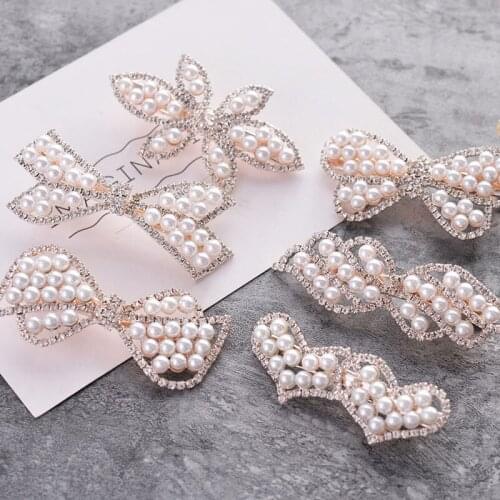 Korean bow heart design exquisite pearl diamonds hair barrette edge hair clips fashion big headwear accessories
