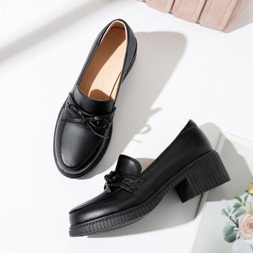 2021 Brand Fashion Pu Leather Shoes Woman Thick Sole Platform Shoes Spring Summer Ladies Office Casual Shoes Woman