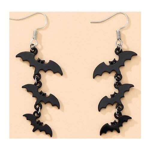 Fashion Creative Interesting Bat Earring For Women Black Color Hook Earrings Halloween Jewelry Accessories Gift