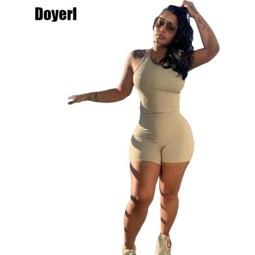 Fitness Sporty Ribbed Women Matching Sets Sweat Suits Tank Top Biker Shorts 2 Piece Set for Summer Workout Shorts Set Tracksuit