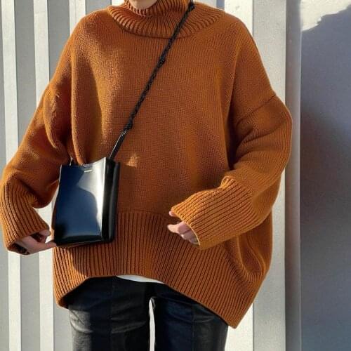 Wool Womens Sweater Autumn Winter Warm Turtlenecks Casual Loose Oversized Lady Sweaters Knitted Pullover Top Pull Femme