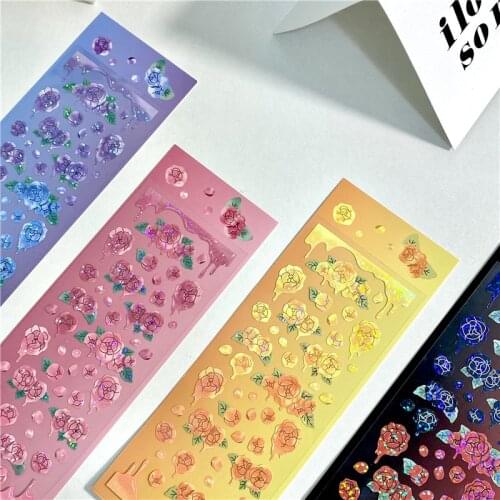 1 Sheet Rose Series Laser Sequin Stickers Star Chaser Hand Account Material Stickers For Album Cups Computer