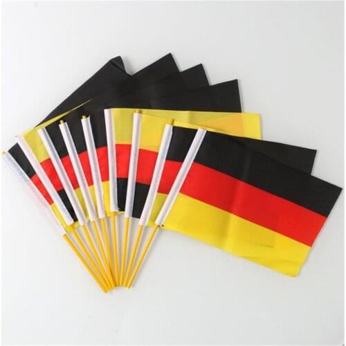 10 Piece New Small Federation Hand Waving National Flag Russia/Germany 21*14cm