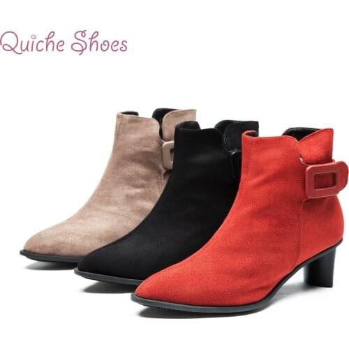 2020 Womens winter Low Heels Women Retro PU Leather Ankle Boots Ladies Shoes Female Short Boots platform shoes