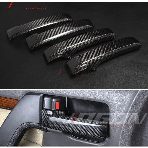 4Pcs Real Carbon Fiber Interior Door Handle Cover Trim Stickers For Toyota Land Cruiser LC200 FJ200 2016-2020
