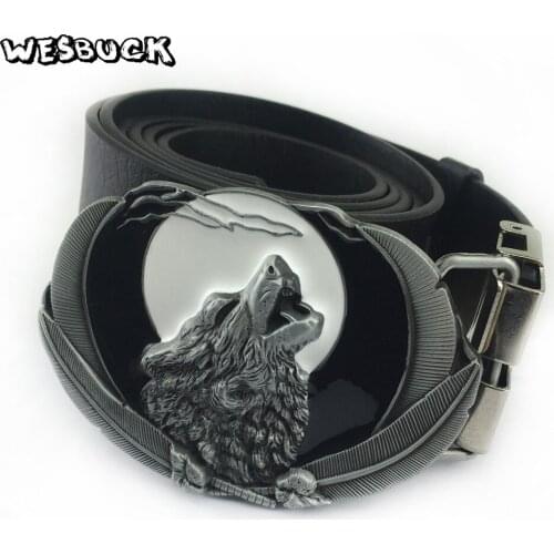 5 PCS MOQ WesBuck Brand High quality 3D Roar Wolf Cowboy Metal Belt Buckle Fashion Animal Buckles For 4cm Wide Belt