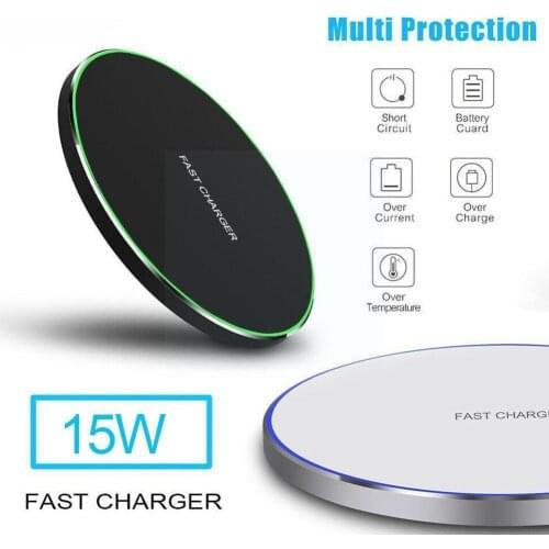 15W Qi Wireless Charger For iPhone 12 11 XS X XR 8 Airpods Pro USB Induction Fast Charging Pad For Samsung S20 S10 Xiaomi mi 10