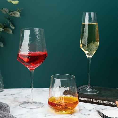 Cup Glass Retro Hammered Glass Red Wine Glass Creative Goblet Phnom Penh Champagne Glass Diamond Cup