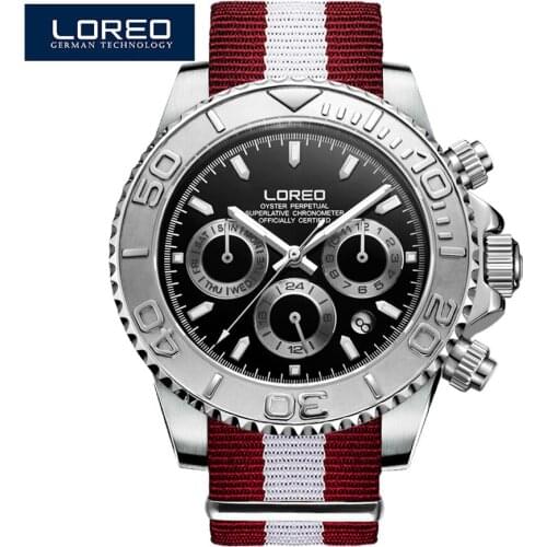LOREO DiverSeries Automatic Mechanical Watch Waterproof Male Business Casual Nylon Strap Luminous Mens Watches 200m Diver Watch