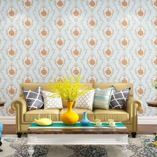 Floral European 3d Wall Papers Home Decor Beige Pink Blue Rustic Flower Wallpaper Roll For Living Room Bedroom Walls Mural