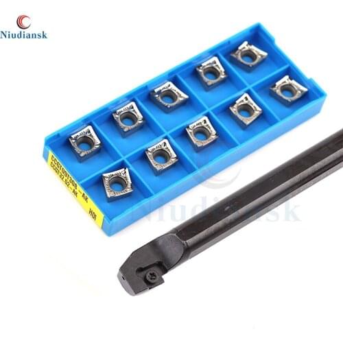 1pc Internal Turning Tool Holder S12M S16Q-SCZCR09 S20R-SCZCR09 S25S-SCZCR09 CNC Lathe Tools +10pcs Carbide Inserts CCMT09T3 Set
