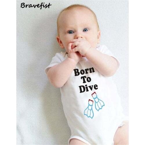 Cotton Baby Bodysuit Infant Jumpsuit Overall Short Sleeve Body Suit Newborn Boy Girl Clothing Set Summer 0-24M Born To Dive