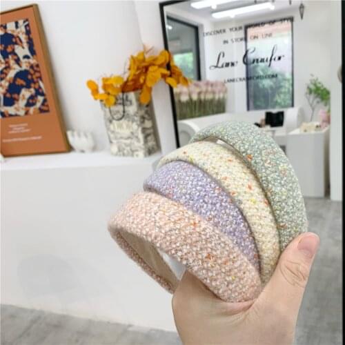 Korea Cute Chic Style Headbands Woolen Vintage Hairbands Kawaii Wide Headwear Pink Lavender Pastel Hair Accessories For Girl