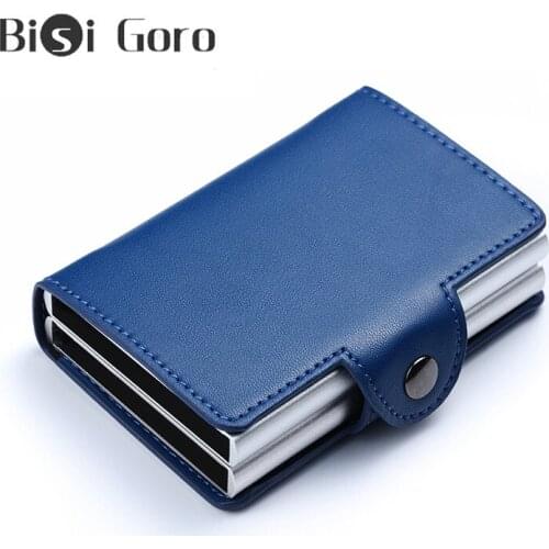 BISI GORO Minimalist Men And Women RFID Hasp Card Holder Metal Aluminum Double Box Card Holder ID Card Case Business Gifts