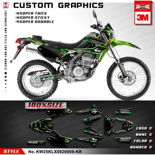 KUNGFU GRAPHICS Motorcycle Stickers Custom Dirt Bike Decals for KLX 250 S D-Tracker X Final Edition 2008 2009 2010 2011 to 2020