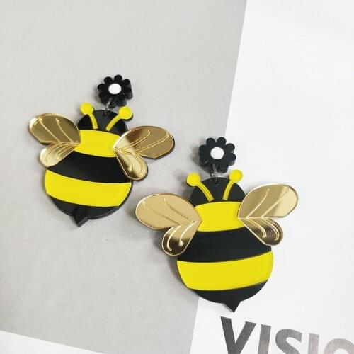 Fashion Acrylic Colorful Creative design Bee cicada earrings Women Party Summer Accessory