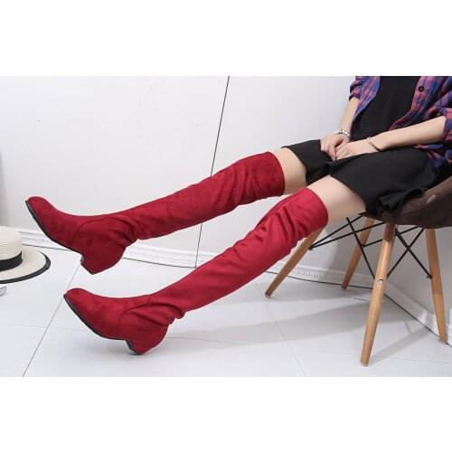 Autumn Winter Women Boots Mid-Calf Martin Boots Brand Fashion Female Stretch Cotton Fabric Slip-on Boots Flat Shoes For Woman