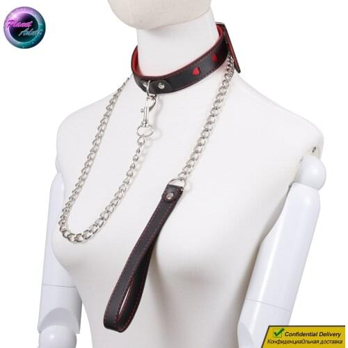 Lovely Leather Heart BDSM Leash Chain Collar Couples Bandage Game Play Slave Doggy Punishment Sex Toys for Women Lesbian Gay Men