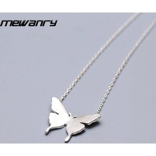 Mewanry 925 Sterling Silver Clavicle Chain Necklace for Women Summer New Trend Party Jewelry Elegant Sweet Butterfly Accessories