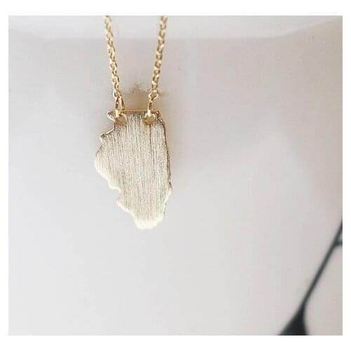 Outline Illinois State Necklaces IL State Geography Map Necklaces America USA State Map Chicago Necklaces for Hometown Gifts