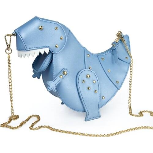 Casual Pu Rivet Chain Personality Dinosaur Crossbody Bag For Women Chic 3d Animal Cartoon Dinosaur Bags Shoulder Messenger Bags