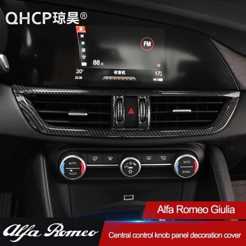 QHCP Car Central Air Outlet Frame Center Control Instrument Panel Sticker Trim ABS Carbon Fiber Style For Alfa Romeo Giulia 2017