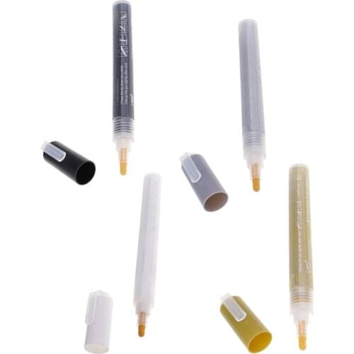 4 Pieces Gold & Silver & White & Black Acrylic Paint Marker Pen 4mm Point Tip Art Permanent Paint Pen - Acid-free; Fast-drying