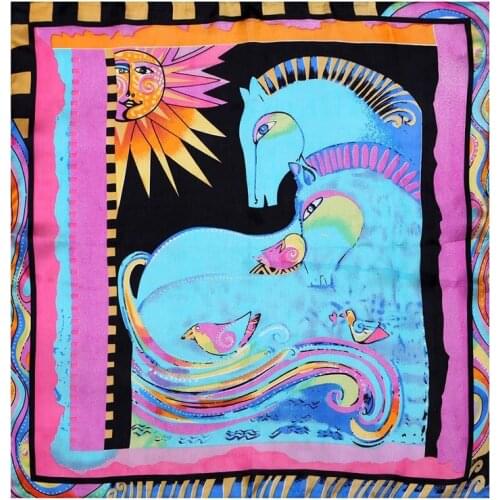 Natural Silk Scarf Women Bandana Female Hair Scarf for Women Silk Head Scarf Womens Square Silk Headband Face Mask Scarf Horse