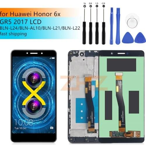 For Huawei Honor 6X LCD BLN-AL10 BLN-L21 Replacement LCD digitizer assembly with frame for Huawei GR5 2017 Smartphone