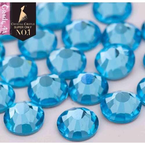 Crystal Castle 4A flatback rhinestone Aquamarine non hotfix crystal none glue no hot fix strass rhinestones for nail art