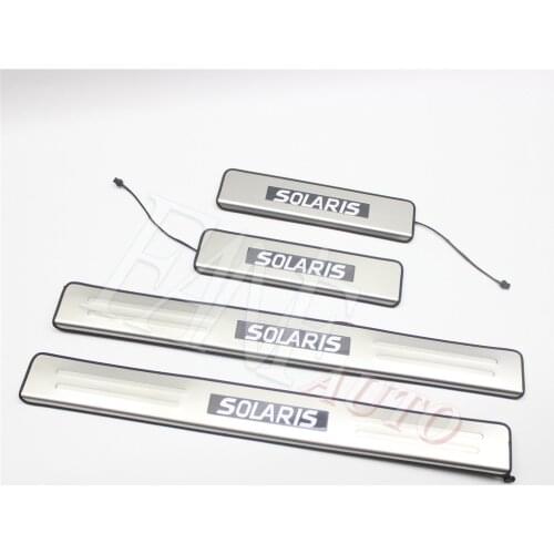 Stainless Steel Led Door Sill Scuff Plate Guard Sills Protector Trim For Hyundai Solaris 2010-2018