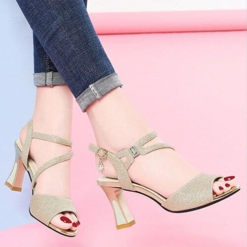 Shoes Women Slippers New Sandals Womens High Button Womens Sandals Sandales Femmes