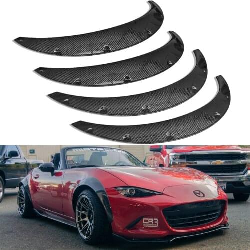Carbon Fiber Look Universal 4pcs Car Mudguard Mud Guard For Fender Flares Extra Flexible Wheel Eyebrow Wide Body Wheel Arches