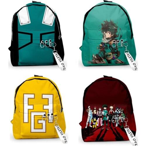 Japan Anime My Hero Academia Backpack Oxford Waterproof Cartoon Key Acceseries Boys GirlsChildren Teenager Schoolbag Backpack