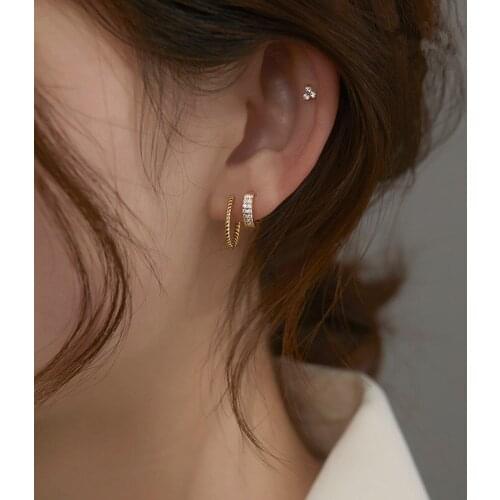 925 Sterling Silver Punk Hip-Hop Gothic Crystal Round Studs Earrings for Fashion Women Jewelry Accessories eh587