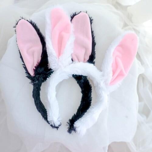 Lolita Style Kawaii Headbands Hair Bands for Women Cute Plush Fur Bunny Ears Anime Hairband Holloween Hair Accessories for Girls