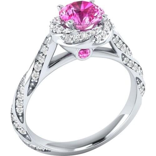 WYJZY Exquisite pink AAA zircon ring for women Fashion new ladies jewelry classic anniversary ring for women