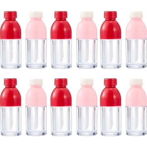 1pcs Creative Beverage Bottle Shaped Empty Lip Gloss Tube Containers Clear Mini Refillable Lip Balm Bottles With Rubber Inserts