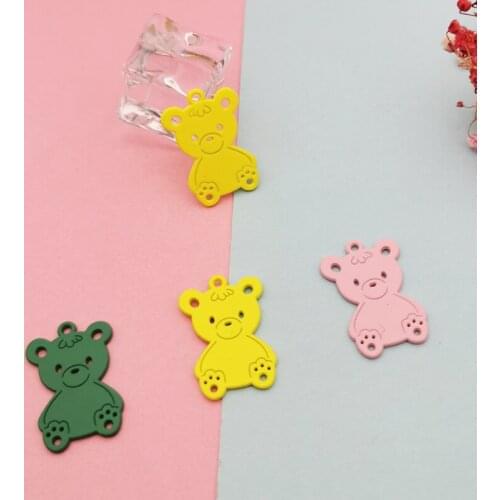 10pcs Matte Spray Paint Bear Enamel Charms Pendants Alloy Cute Little Bear Floating For Jewelry DIY Bracelet Earrings Accessory
