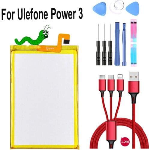 100% New 6080mAh Replacement Battery For Ulefone Power 3 3S 6.0inch Batteries Accumulator+USB cable+toolkit