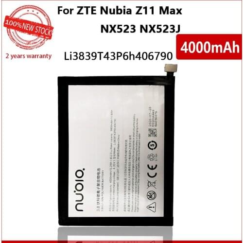 100% Original 4000mAh Li3839T43P6h406790 Battery For ZTE Nubia Z11 Max NX523 NX523J Phone High quality Batteries +Tracking code