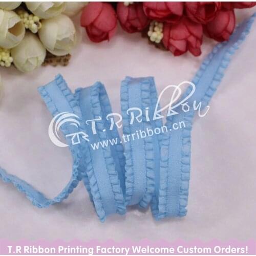 13mm 50yards elastic ribbon with ruffle lace on the edge 91105 color DIY accessaries free shipping