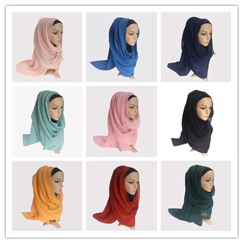 2018 Ladies Fashion Cotton Wrinkle Scarf Crinkle Cloud Hijab Scarf Shawl Soft Islam Muslim Wholesale & Retail Scarves