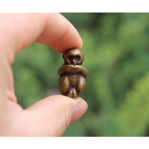 3 CM China 100% Pure Bronze Zodiac Aniaml Amulet Beast Monkey Statue Sculpture