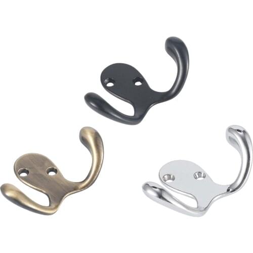 5Pcs Double Prong Coat Hooks Wall Mounted Robe Hooks Utility Hooks for Scarf Hat